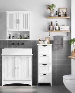 Cabinet de baie cu 4 sertare, 30 x 30 x 82 cm, alb