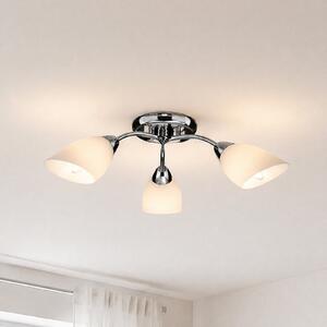 Milagro Lighting Plafonieră Portos, 3 becuri, alb/crom, metal, Ø 54 cm, reglabil, Alb, Camera de zi / sufragerie, Metal