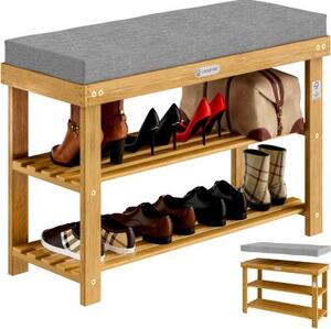Bancă cu spațiu pentru pantofi, dulap pentru încălțăminte, lemn de acacia cu certificare FSC, 70x33x48cm