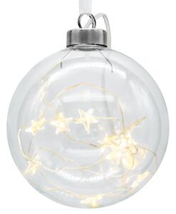 Glob de Crăciun LED, sticlă transparentă Ø9,5cm, alb cald