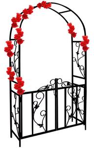 Arcul pentru trandafiri, suport metalic pentru flori cu poartă, 225x115X37CM, negru