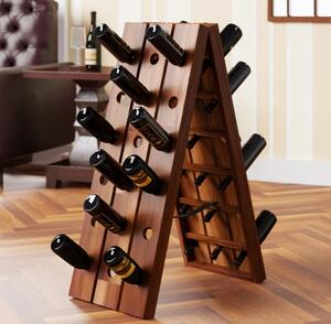 Suport pliabil pentru vin cu 36 de sticle, într-un design elegant, maro