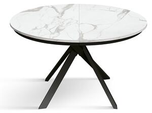 Masa rotunda extensibila Lila, blat Alb Marmorat Ø 120 cm