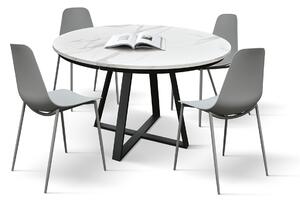 Masa rotunda extensibila Melania, blat Alb Marmorat Ø 120 cm