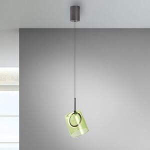 Paul Neuhaus Lampă suspendată LED Zula, verde, Ø 15 cm, sticlă, Verde, Camera de zi / sufragerie, Sticlă, Modern