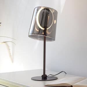 Paul Neuhaus Lampă de masă LED Zula, gri fum, înălțime 42 cm, reglabil, Gri, Camera de zi / sufragerie, Sticlă, Modern