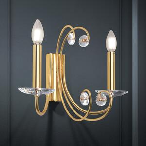 ORION Ariane aplică de perete, auriu, lățime 37,5 cm, cristal, reglabil, Auriu / Alamă, Camera de zi / sufragerie, Metal