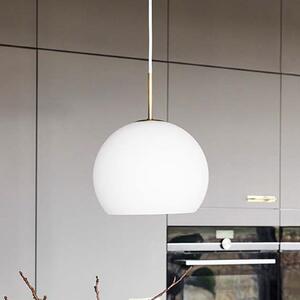 FRANDSEN Lampă suspendată Ball, alb opal, Ø 25 cm, sticlă, reglabil, Alb, Camera de zi / sufragerie, Sticlă, Design