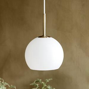 FRANDSEN Lampă suspendată Ball, alb opal, Ø 18 cm, sticlă, reglabil, Alb, Camera de zi / sufragerie, Sticlă, Design
