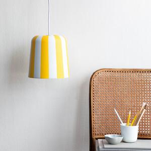 Dyberg Larsen Lampă suspendată Gry, galben/alb, Ø 20 cm, metal, reglabil, Galben, Camera de zi / sufragerie, Metal, Scandinavă