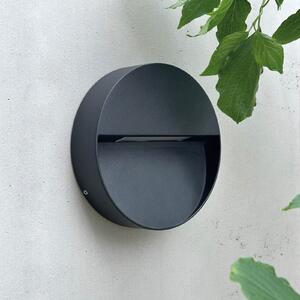 Dyberg Larsen LED lampă de perete pentru exterior Pluto, negru, Ø 15 cm, Negru, Aluminiu, Design