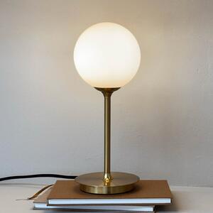 Dyberg Larsen Lampă de masă Sia, opal/ culoarea bronzului, înălțime 12 cm, Auriu / Alamă, Camera de zi / sufragerie, Sticlă, Design