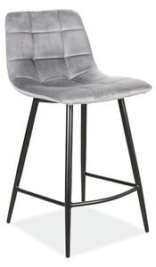 Scaun de bar gri MILA VELVET cu picioare negre