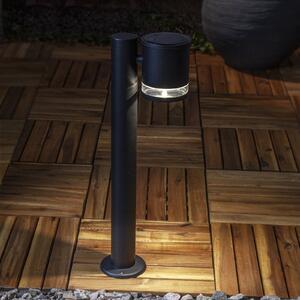 STAR TRADING Lampă cu soclu solar LED Viena, negru, metal, înălțime 50 cm, Negru, Oțel inoxidabil, Modern, Lumini solare