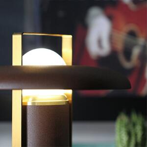 Linea Light Lampă de masă camping reîncărcabilă cu LED, maro închis, aluminiu,, reglabil, Maro / Rugină, Camera de zi / sufragerie, Aluminiu, Design