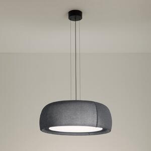 LEDS-C4 Lampă suspendată LED Gong, gri, 3.000 K, Ø 61,2 cm, țesătură, reglabil, Gri, Camera de zi / sufragerie, Țesătură / Textil, Modern