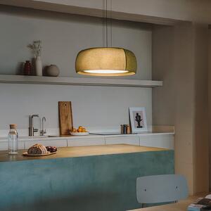 LEDS-C4 Lampă suspendată LED Gong, verde, 3.000 K, Ø 61,2 cm, țesătură, reglabil, Verde, Camera de zi / sufragerie, Țesătură / Textil, Modern