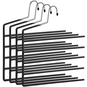 Set de 4 umerase cu 5 bare din metal, Songmics, Negru, 35x32x0.5 cm