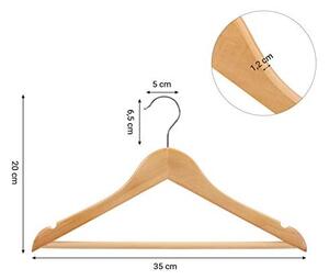 Set de 10 umerase din lemn pentru copii, Songmics, Natural, 35x1.2x20 cm