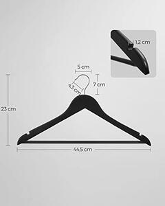 Set de 10 umerase din lemn, Songmics, Negru, 44.5x1.2x23.5 cm