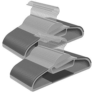 Set de 50 umerase din plastic, Songmics, Gri-Argintiu, 41.5x22.5x0.5 cm