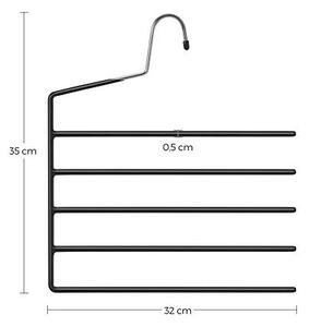 Set de 4 umerase cu 5 bare din metal, Songmics, Negru, 35x32x0.5 cm