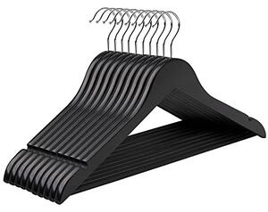 Set de 10 umerase din lemn, Songmics, Negru, 44.5x1.2x23.5 cm