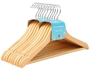 Set de 10 umerase din lemn pentru copii, Songmics, Natural, 35x1.2x20 cm