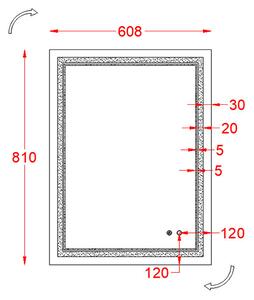 Oglinda Fluminia, Goya, dreptunghiulara, cu montaj reversibil, iluminare LED