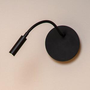 Lucide Spot de perete cu baterie LED Jolijn, negru, braț flexibil, Ø 11 cm, magnet, Negru, dormitor, Metal
