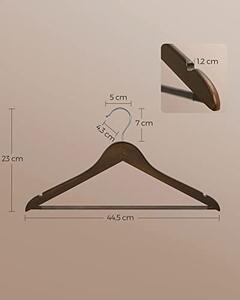 Set de 20 umerase din lemn, Songmics, Maro, 44.5x23x1.2 cm