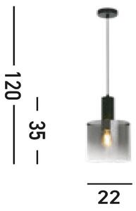 Suedia lampă suspendată, 1 bec, oțel, sticlă, E27