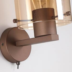 Searchlight Plafonieră Sweden, mocha/amber, 1 bec, oțel, sticlă, reglabil, Maro / Rugină, Camera de zi / sufragerie, Sticlă