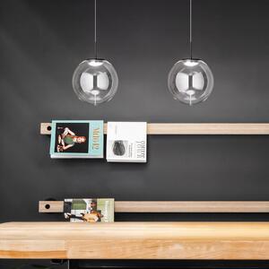 Fabas Luce Lampă suspendată LED Ariel, 1 bec, Ø 25cm, sticlă, dimabil, CCT, reglabil, Negru, Camera de zi / sufragerie, Sticlă, Modern