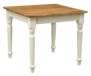 Masa fixa, L90 90 H78 cm, culoare natur alb antic, Lemn Masiv
