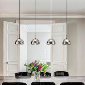 Fabas Luce Lucille Lampă suspendată LED, 4 becuri, gri fum, CCT, dimabil, reglabil, Negru, Camera de zi / sufragerie, Sticlă