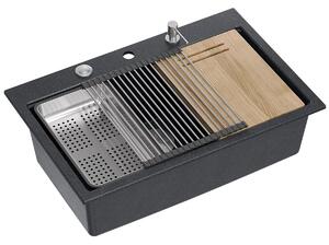 Chiuveta din granit MARC 110 WORKSTATION Black Metallic