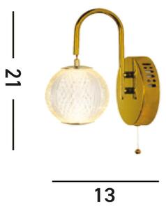 Aplică de perete cu LED Allure culoare alamă, oțel, acrilic, întrerupător