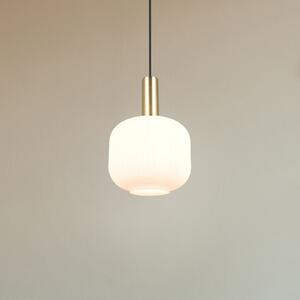 Trio Lighting Lampă suspendată Diva, 1 bec, culoarea alamei, opal, metal, sticlă, reglabil, Alb, Camera de zi / sufragerie, Sticlă