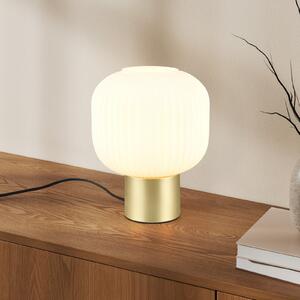 Trio Lighting Lampă de masă Diva, culoarea alamei, alb, metal, sticlă, E27, Alb, Camera de zi / sufragerie, Sticlă