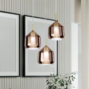 Miloox by Sforzin Lampă suspendată X-Ray cupru/culoare aurie 3 becuri sticlă rotundă, reglabil, Auriu / Alamă, Camera de zi / sufragerie, Sticlă, Design
