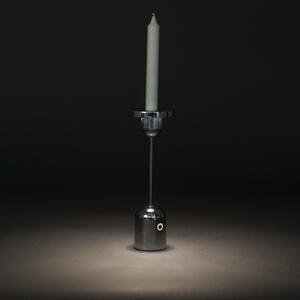 Konstsmide Lampă de masă Cassis LED reîncărcabilă, argintie, aluminiu, IP54, CCT, reglabil, Metalic, Aluminiu, Modern
