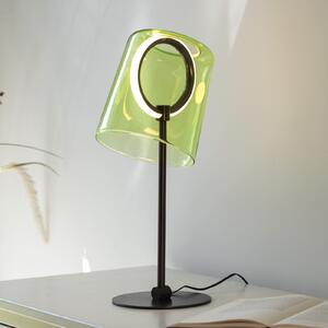Paul Neuhaus Lampă de masă LED Zula, verde, înălțime 42 cm, reglabil, Verde, Camera de zi / sufragerie, Sticlă, Modern