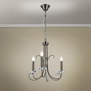 ORION Candelabru Ariane, culoare nichel, Ø 50 cm, cristal, 3 becuri., reglabil, Metalic, Camera de zi / sufragerie, Metal