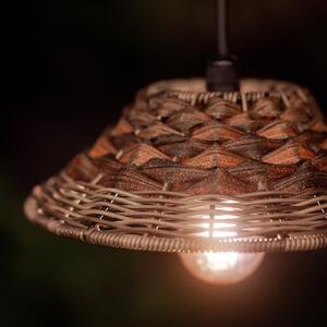 PR Home Lampă suspendată Lisen, aspect rattan, maro, Ø 27 cm, reglabil, Maro / Rugină, Camera de zi / sufragerie, Plastic, Scandinavă
