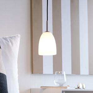 Dyberg Larsen Lampă suspendată Jazz opal/oțel, Ø 12 cm, sticlă, reglabil, Alb, Camera de zi / sufragerie, Sticlă, Scandinavă