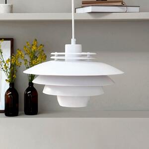 Dyberg Larsen Lampă suspendată Ejka mini, alb, Ø 30 cm, metal, reglabil, Alb, Camera de zi / sufragerie, Metal, Design
