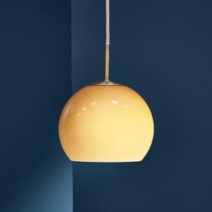 FRANDSEN Lampă suspendată Ball, chihlimbar, Ø 18 cm, sticlă, reglabil, Bej, Camera de zi / sufragerie, Sticlă, Design