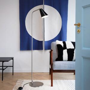 Dyberg Larsen Oswald lampadar, negru / oțel, înălțime 135 cm, Negru, Camera de zi / sufragerie, Metal, Design