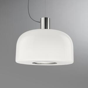 FLOS lampă suspendată Bellhop Sticlă S2, culoare aluminiu, Ø 45 cm, reglabil, Alb, Camera de zi / sufragerie, Sticlă